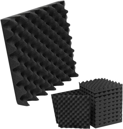 Allecto Plus - Akoestische panelen 12 stuks voor geluidsisolatie wand - Akoestische platen zelfklevend - Studio en kantoor akoestische behandeling - Zwart, 30 x 30 cm - Geluidsisolatieplaten, akoestisch schuim