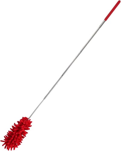 Plumeau uitschuifbaar - Stofwisser steel - Stof verwijderen - Flexibele kop - 26 tot 76 cm - Rood