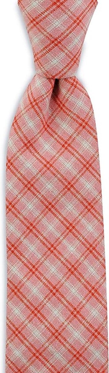 We Love Ties - Stropdassen - Stropdas Coton a Carreaux - roze / oranje / ecru