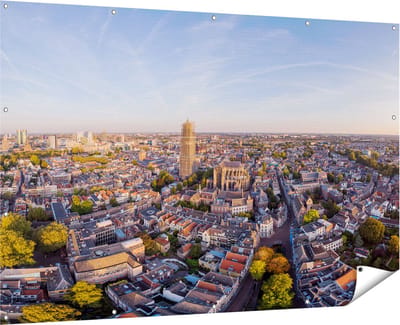 Gards Tuinposter Utrecht vanuit de Lucht - 180x120 cm - Tuindoek - Tuindecoratie - Wanddecoratie buiten - Tuinschilderij