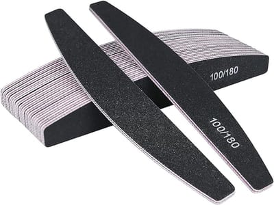 16 STKS Nagelvijlen, 100/180 grit Dubbelzijdige Emery Board, Professionele Nagelvijlset Gebogen Vingernagelvijlen voor Nagelverzorging en Styling (Zwart)