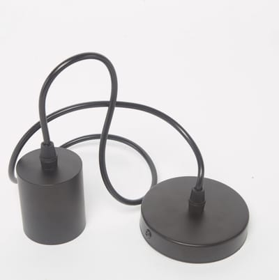 Fitting E40 zwart met plafondplaat 9cm