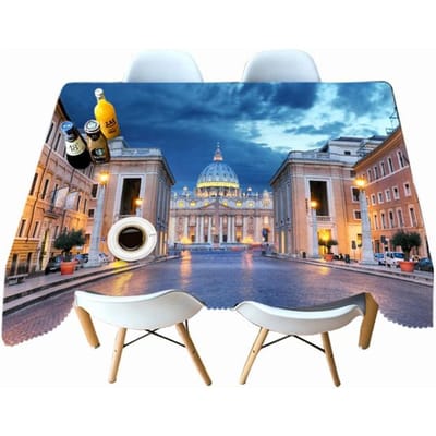 Verdikt Katoen Tafelkleed Rood Kasteel Patroon Rechthoekig / Rond Tafelkleed Voor Bruiloft Picknick Feest 40 X 40CM