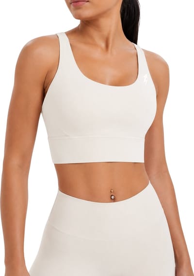 SparkNine Elevate sport-bh - M - ivory - gekruiste rug - push-up effect - stevige ondersteuning - met uitneembare pads