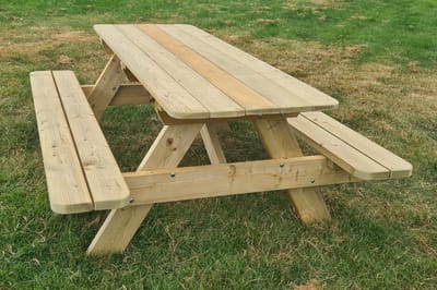 Picknicktafel 6 Personen 180 cm – Geïmpregneerd Hout – Handgemaakt – Weerbestendig – Compleet Gemonteerd – Tuin & Terras
