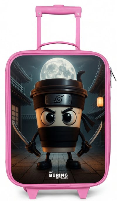 NoBoringSuitcases.com® - Kinderkoffer roze - Kindertrolley meisje - Capuchino Assassino - Koffer kind lichtgewicht - Reiskoffer trolley voor kinderen - Koffertje met lichtgevende wieltjes - Rolkoffer