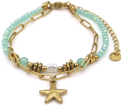 Armband Zeester – RVS – Groen – 16-21cm
