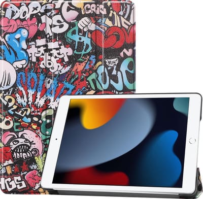 Hoesje - Geschikt voor Apple iPad 9 (2021) - 10.2 inch - 9e Generatie - Dun & Stevig - Hardcover Book Case - Trifold Bookcase Hoes - Hard Cover - Tablethoes - Graffity