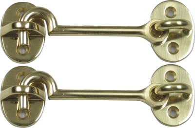 AMIG windhaak / windhaken - 2x - messing - goudkleur - L7.5 cm - D5 mm - met schroefoog