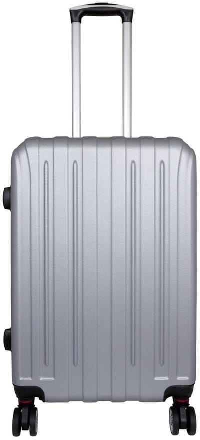 Koffer Dallas maat M - Reiskoffer met cijferslot en op 4 dubbele zwenkwielen - Stevig ABS - 66 Liter - Zilver Grijs - ca 66x44x25 cm