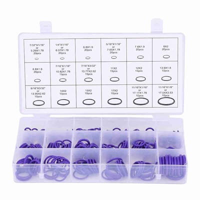 Dailygoods- O-ring Set 270 Stuks - Afdichtingen - Rubberen Ringen - Dichtingsringen - Auto Airconditioning - Hoogwaardige Kwaliteit - Afdichtring