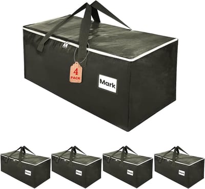 SnelShoppen - Verhuisdozen 4 stuks, 93 liter grote opslagdozen met handgrepen, multifunctionele verhuisbakken voor studentenhuis, kledingopslag en ker