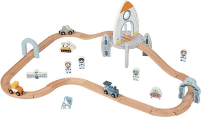 Tooky Toy Treinbaan Met Ruimtestation - Hout