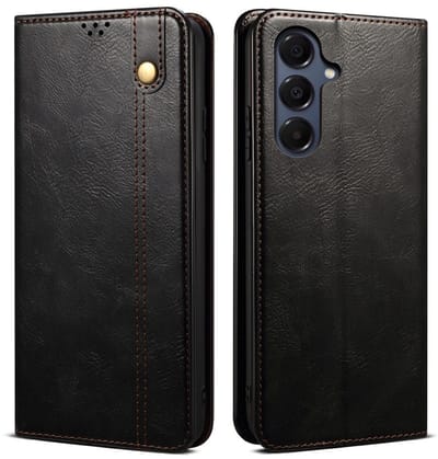 Coverup Hoesje - Geschikt voor Samsung Galaxy A17 Hoesje - Coverup Premium Classic Book Case - Zwart