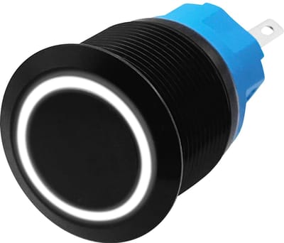 ProRide Metalen Drukschakelaar 12V ON-OFF - 22mm - Aan/uit schakelaar - Spatwaterdicht - 12V/24V - LED Indicatie Wit