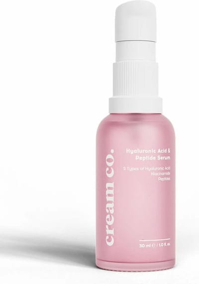 Cream Co. Hyaluronzuur Peptide Serum 5 soorten Hydraterend Revitaliserend Verhelderend Volmakend Vitamine B3 Alle huidtypes Dag en/of Nacht 30 ml