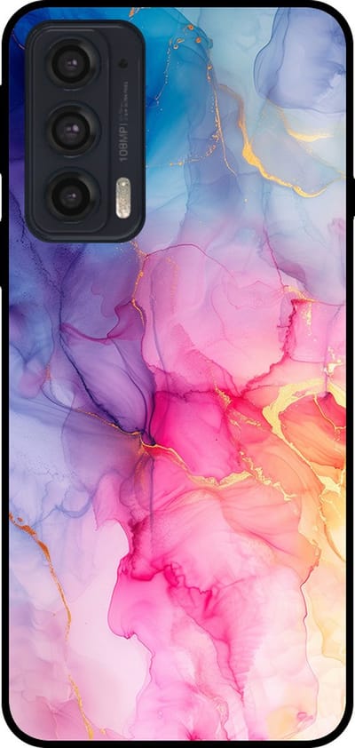 Smartphonica Telefoonhoesje Geschikt voor Motorola Edge 20 met marmer opdruk - TPU backcover case marble design - Regenboog geschikt voor Motorola Edge 20
