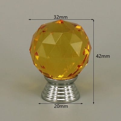 3 Stuks Meubelknop Kristal - Geel & Zilver - 4.2*3.2 cm - Meubel Handgreep - Knop voor Kledingkast, Deur, Lade, Keukenkast