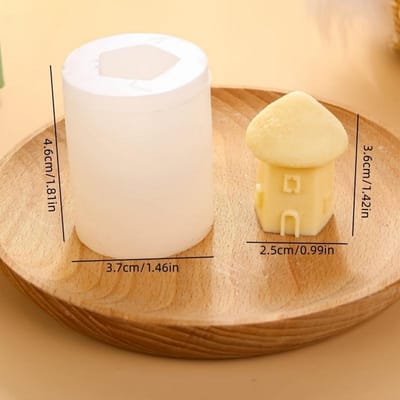1 pièce Moules à bougies créatifs en forme de maison Silicone Moules scène de village miniature pour bougies parfumées, bougies en plâtre, moules pour loisirs créatifs de décoration intérieure DIY white