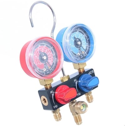 Koelmiddel Manometer Set - Koudemiddel Meter - Airco Onderhoud - Kleurgecodeerde Druk - 25.4 x 12.7 x 7.62 cm - Multicolor