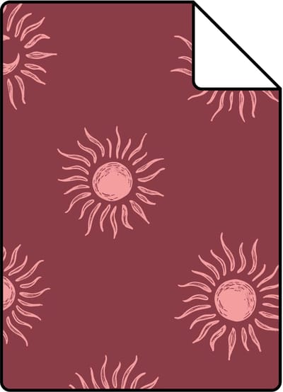 Proefstaal ESTAhome behang zonnetjes donker rood - 26.5 x 21 cm - 131777-S