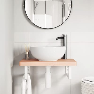 vidaXL - Badkamer - wandschap - staal - en - massief - beukenhout