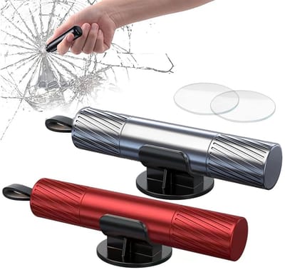 JHUBERS- Glasbreker 2-in-1 - Noodhamer/Riemsnijder - Veiligheidsgereedschap - Auto - Wolfraamstaal - Hoogwaardige kwaliteit