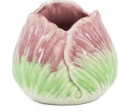 HomeBound by KY | Aardewerk vaas tulp peach | 12,7x12,5x11cm | bloemenvaas keramiek bloem roze
