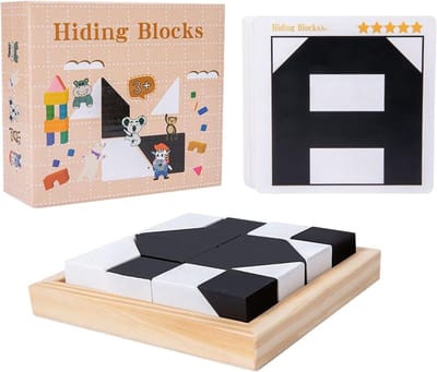 Houten Blokpuzzels - Hersenbrekers Spel - Educatief Leerspel - Ontwikkelt Probleemoplossend Vermogen - 25 x 15 x 0.1 cm