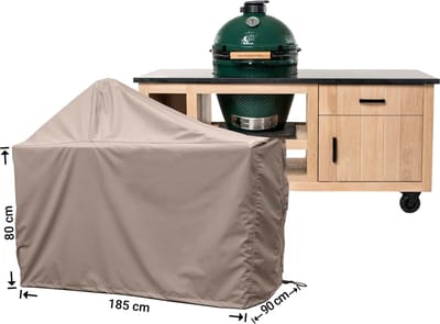 Raffles Covers Big Green Egg / Kamado hoes - 185 x 90 H: 140 cm - RBGE185 - Waterdicht - Ademend - UV-bestendig - Elastisch rijgkoord - Big Green Egg / Kamado Accessoires - Hoes voor BBQ + Tafel
