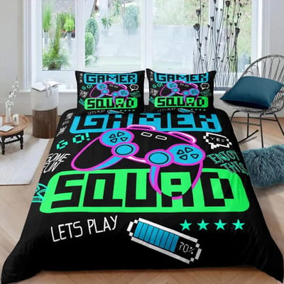 Gaming Beddengoed Set Game Dekbedovertrek 135 voor Volwassenen Kinderen Zachte Microvezel Modern Gamepad Dekbedovertrek Decoratief met Kussensloop 240x220cm 3pcs