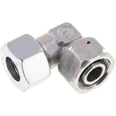 M36x2 x 25S Verzinkt Stalen Verstelbaar L-Fitting 90graden met Afdichtconus en O-ring 400 Bar DIN 2353 - FL2E-NC-EZN-36-25-SO