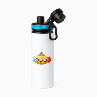 Hacebo® - Onderzeeër waterfles met draaidop blauw - Boten - schippers - Boot - varen - diepzeeboot - water fles - 850ML