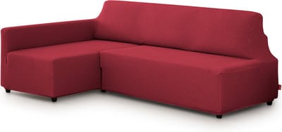 Belmarti® Bankhoes Bali Chaise Longue Links 195-220cm breed - Steenrood - geschikt voor banken zonder armleuningen - multi-elastische kwaliteit met uitzonderlijk aanpassingsvermogen