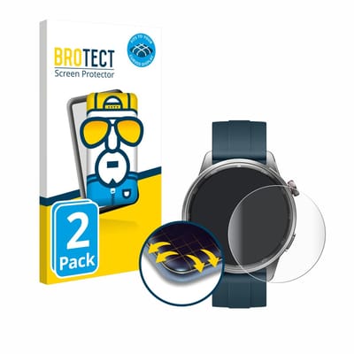BROTECT - Screenprotector voor realme Watch S2 - Folie Beschermfolie transparant volledig dekking - 2 Stuks
