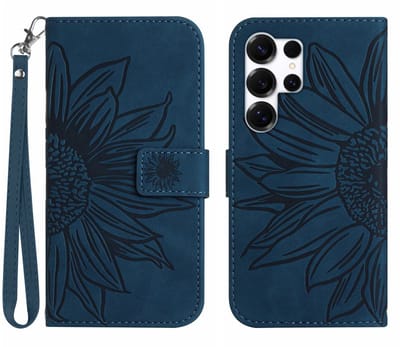 Coverup Hoesje - Geschikt voor Samsung Galaxy S26 Ultra Hoesje - Coverup Zonnebloem Book Case met Koord - Blauw