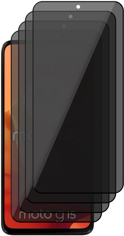 Privacy Screenprotector geschikt voor Motorola Moto G15 (Power) / G05 / E15 - 4x Volledig Dekkend Glas Screen Protector