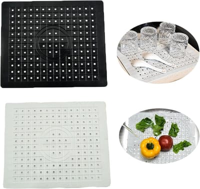 Stuks Afdruipmat, Spoelbakmat, Siliconen Sink Protector Mat, voor Spoelbakken en Werkbladen in de Keuken (Wit, Zwart)