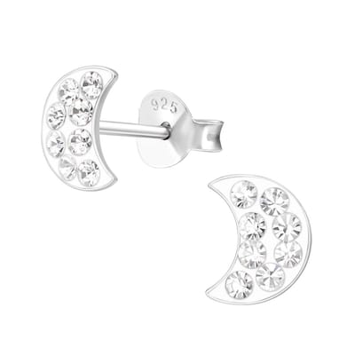 Princess Oorbellen Moon - 925 Zilver E-Coating - Maan - 7x5mm