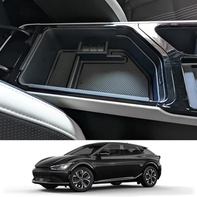 CDEFG Central Console Organizer Car Armrest Compatible with Kia EV6 2022/2023 Center Console, Black - ShopVlot