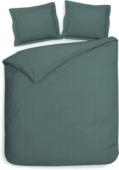 Heckettlane Dekbedovertrek Banda - Bedlinnen met Strepen - 240x200-220 cm - Lits-Jumeaux - Groen - Dekbedovertrek van 100% Katoen-Satijn