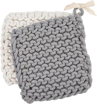 Gehaakte Pannenlappen - Keuken Pothouders - Keuken Bescherming - Set van Twee - 20x20 cm - Grijs