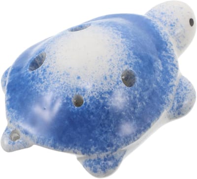 Keramische Ocarina - Mini Fluit - Muziek Leren - Handgeschilderd Schildpad - 8 cm - Marineblauw