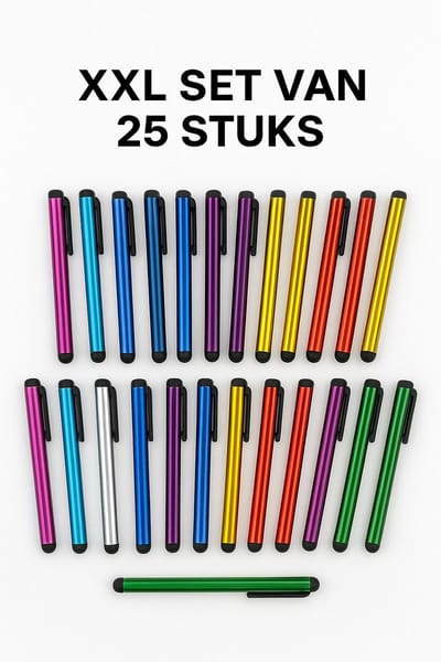 XXL set: 25 stylus pennen - mix verschillende kleuren voor Tablet, Smartphone en pc