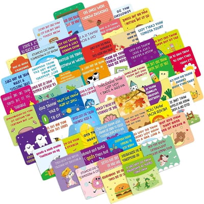 Gesprekskaarten Kinderen - Vraag & Antwoord - Samen Leren - 60 Themakaarten - 19 x 10 cm - Meerdere kleuren