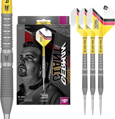 Tungsten Dartpijlen - Dartset Stalen Pijlen - Precisie Werpen - Verwisselbaar Swiss Point Systeem - 90% Tungsten - Zilver en Geel