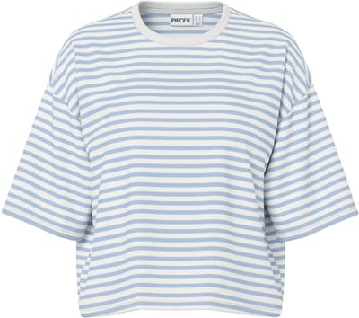 Pieces T-shirt Pcsadie 2/4 Boxy Tee Pwp Jrs Bc 17165468 Cashmere Blue/cloud Dancer Dames Maat - XL