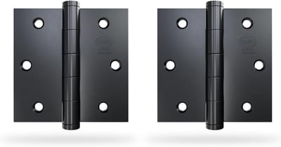 Set van 2 Vaste Scharnieren 76x76mm RVS Zwart met Platte Eindkap