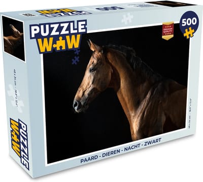 Puzzel Paard - Dieren - Nacht - Zwart - Legpuzzel - Puzzel 500 stukjes