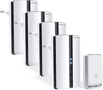 Draadloze Belset - Zonder Batterijen - Toegang Melding - Kinetische Energie - 4 Ontvangers - Wit